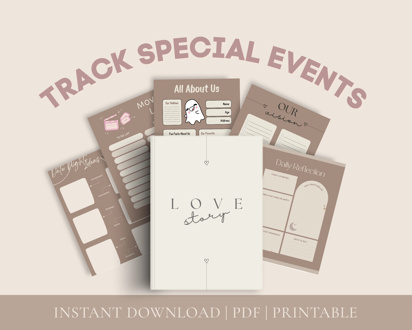 Couple Planner, Couple Journal, Relationship Planner, Relationship Goals Planner, Printable Planner, Dating Tracker, Date Night Activity